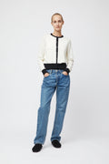 Classic Merino Cardigan - Cream Black