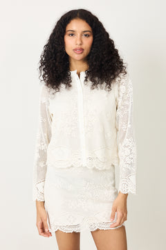 Nola Lace Cardigan - Creme
