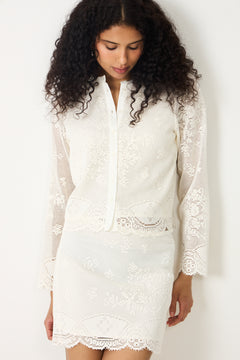 Luna Lace Mini Skirt - Creme