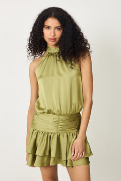 Cordelia Halterneck Mini Dress - Green