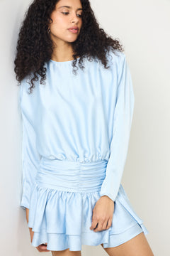 Cordelia Satin Mini Dress - Light Blue