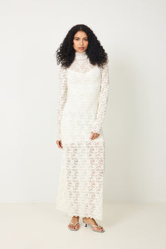 Olivia Lace Maxi Dress - Creme