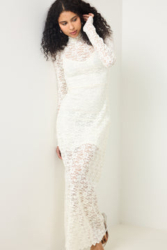 Olivia Lace Maxi Dress - Creme