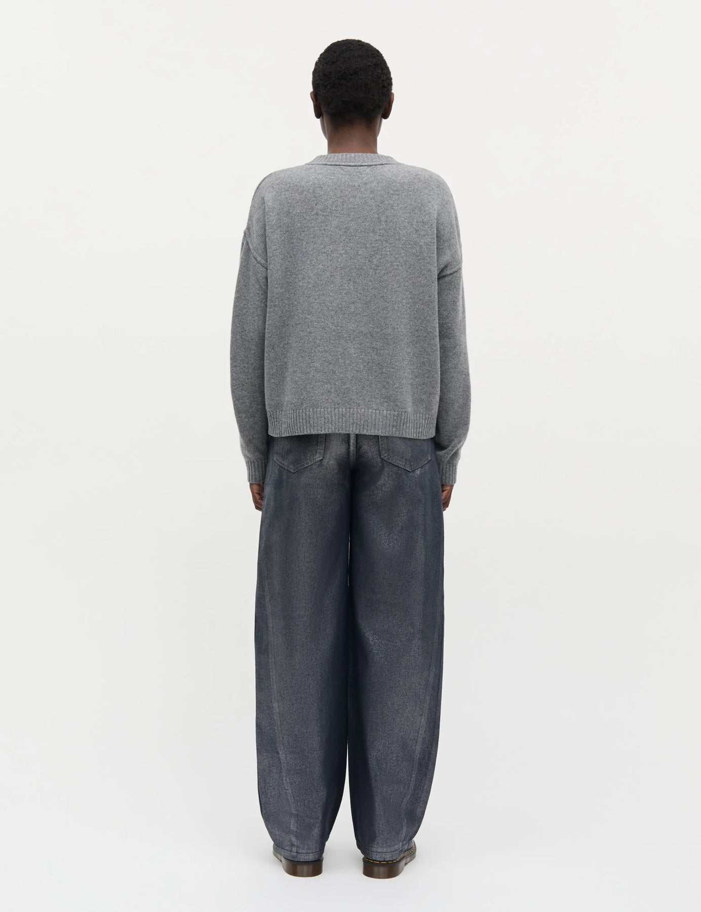 Yota Knit Tilona Sweater - Mid Grey Melange/Parisian Nigh