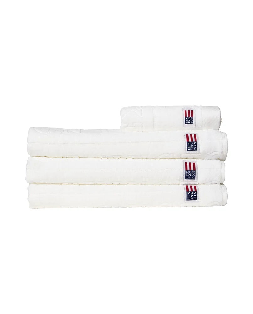 Velour Jacquard Logo Towel 30X50 - White