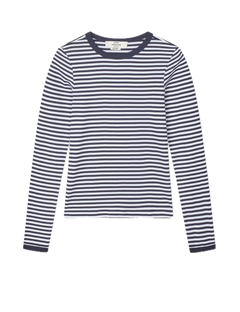 Grace Jersey Stripe Camille Tee Ls - Sky Captain/White
