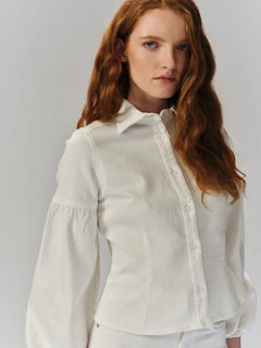 Janne White Denim Blouse - White Denim