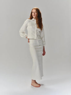 Janne White Denim Blouse - White Denim