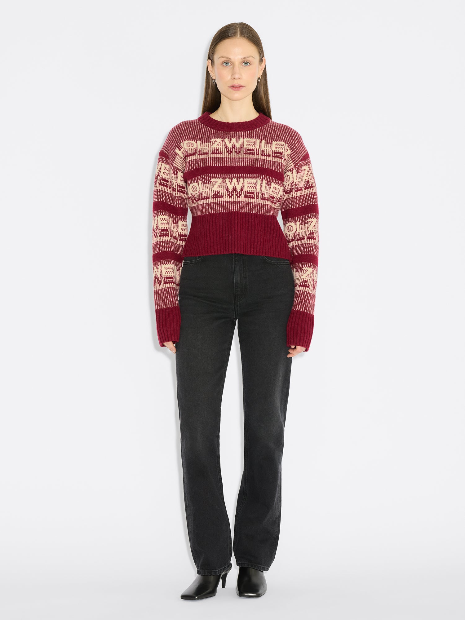 Ski Cropped Crew - Burgundy Mix