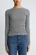 2X2 Cotton Stripe Tuba Tee Ls - Black/Vanilla Ice