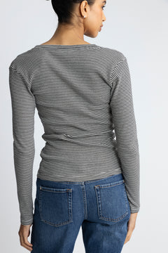 2X2 Cotton Stripe Tuba Tee Ls - Black/Vanilla Ice