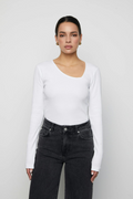 Pino Rib Triangle Neck - White