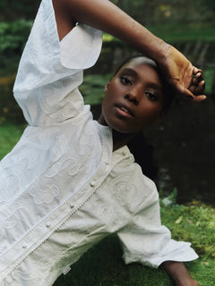 Lotte Embroidery Blouse - White