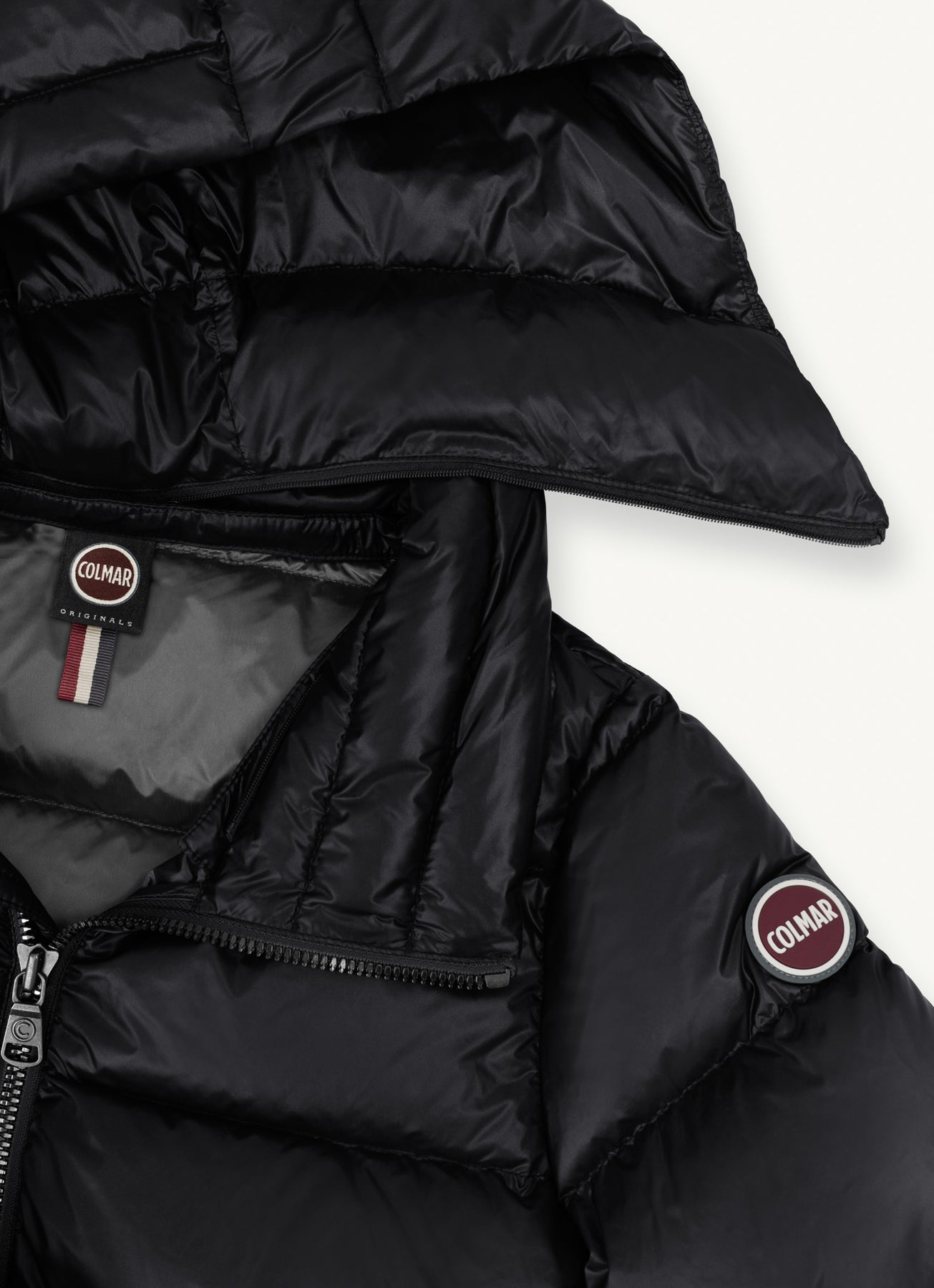 2216 Iridescent Down Jacket With Maxi Collar - Black/Dark Steel