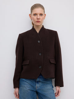 Short Curved Jacket - Chocolate Brown