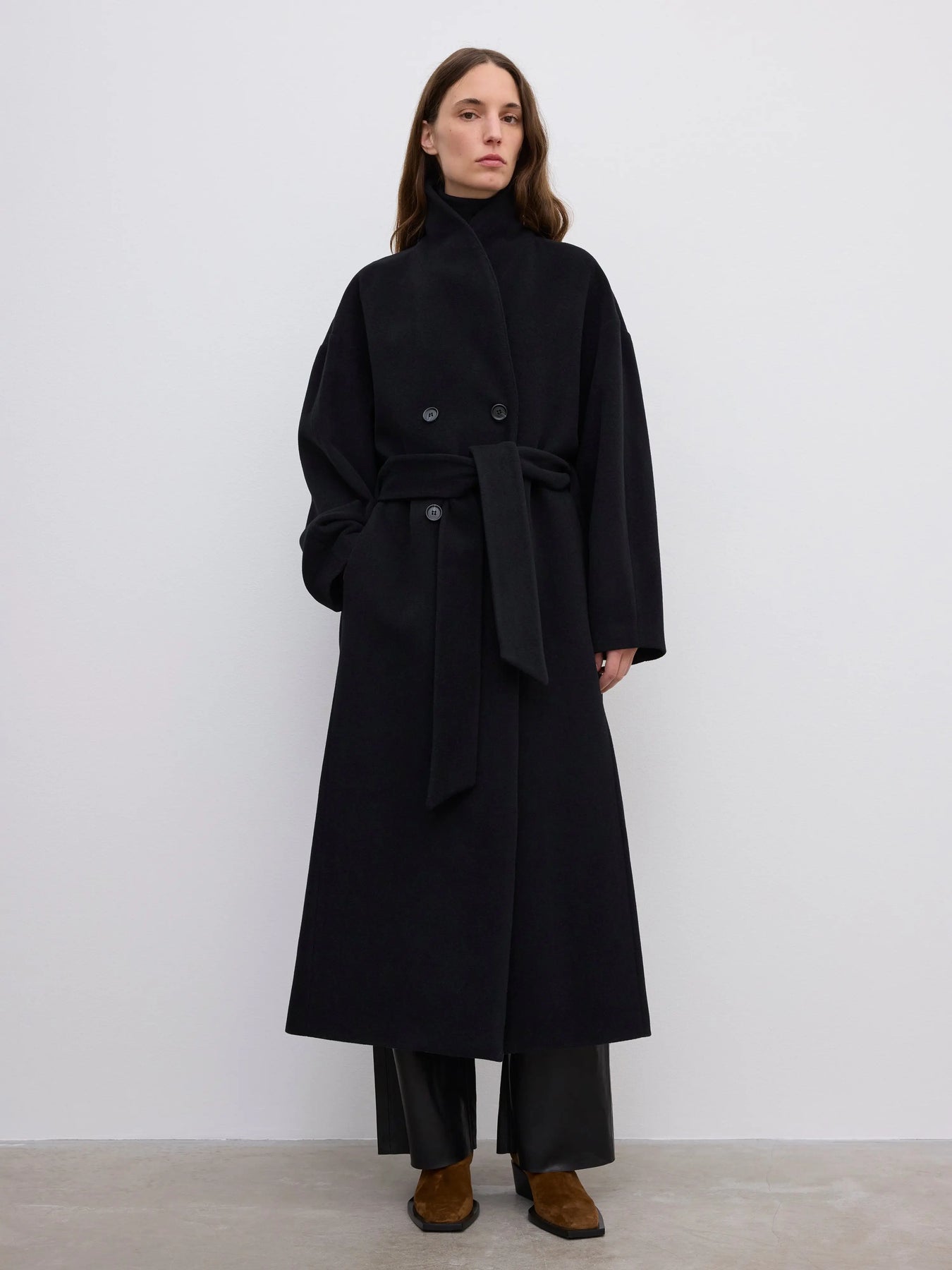 Relaxed Wool Coat - Black