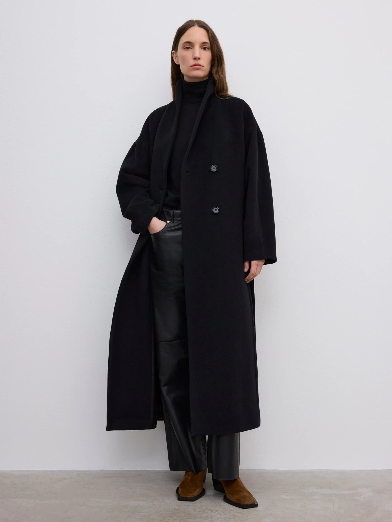 Relaxed Wool Coat - Black