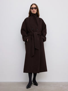 Relaxed Wool Coat - Chocolate Brown