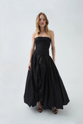 Violette Bubble Hem Maxi Dress - Black