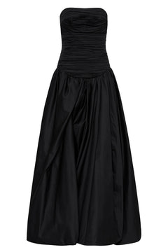 Violette Bubble Hem Maxi Dress - Black