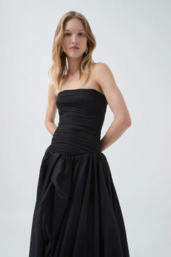 Violette Bubble Hem Maxi Dress - Black