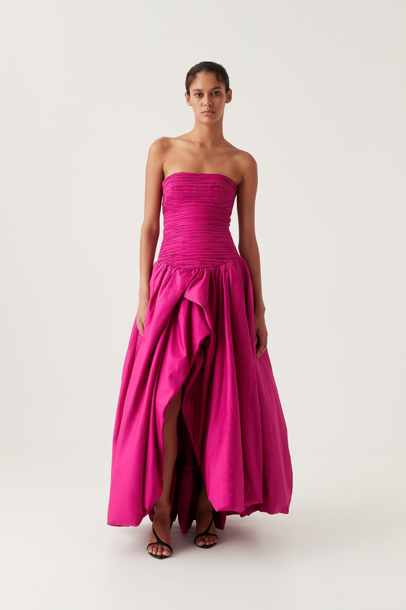 Violette Bubble Hem Maxi Dress - Deep Magenta