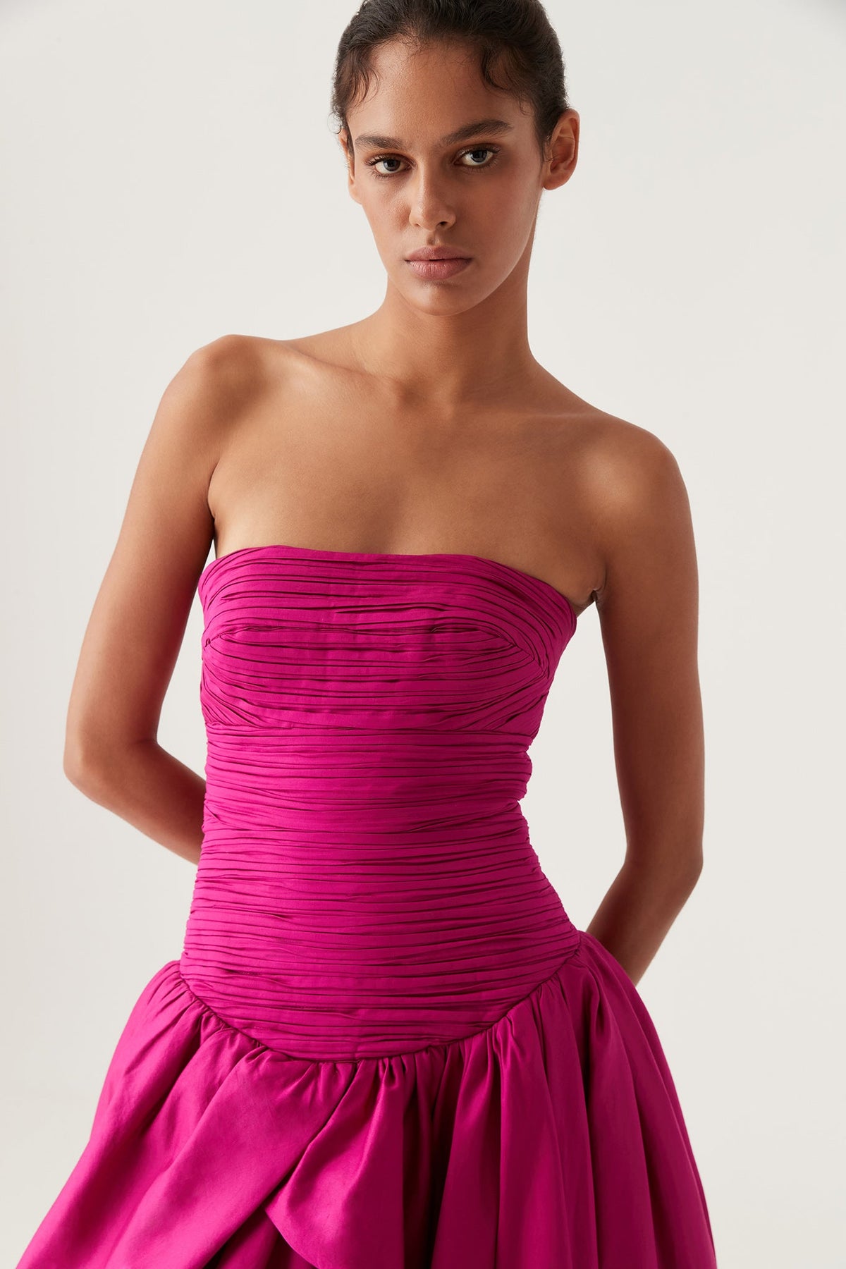 Violette Bubble Hem Maxi Dress - Deep Magenta