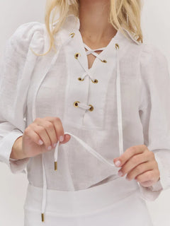 Vivienne Linen Blouse - White