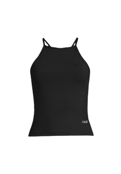 Built-In-Bra Halterneck Tank - Black