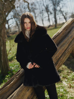 Anna Fake Fur Jacket - Black