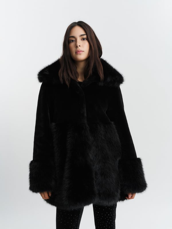 Anna Fake Fur Jacket - Black