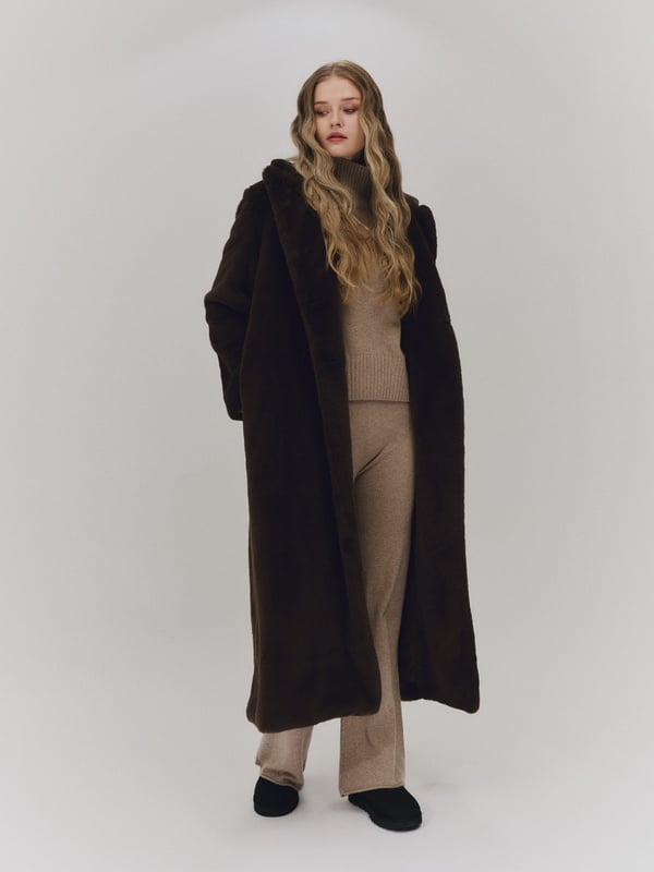 Talea Fake Fur Jacket - Dark Brown