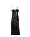 Sequins Strap Dress - Black