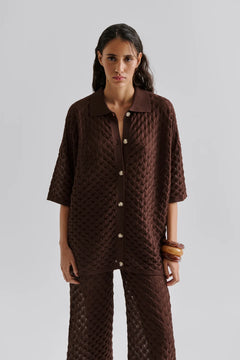 Moa Knitted Shirt - Chocolate