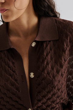 Moa Knitted Shirt - Chocolate