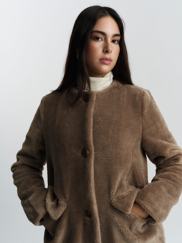 Emma Shearling Coat - Mole Brown