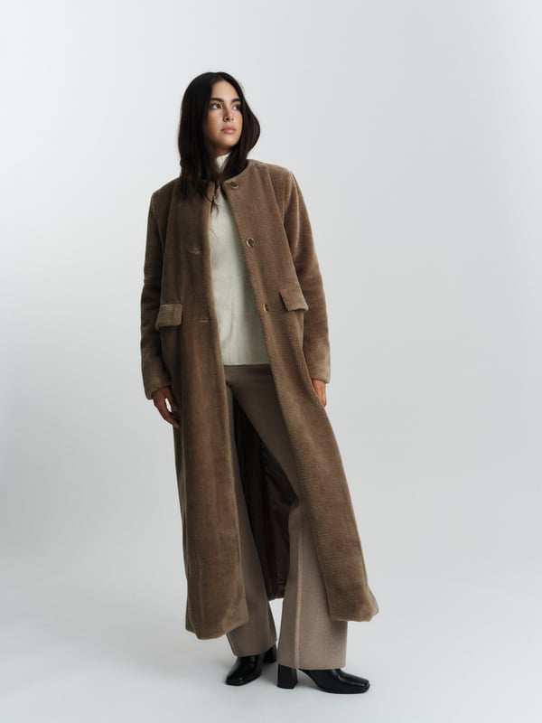 Emma Shearling Coat - Mole Brown