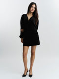 Philo Stud Velour Dress - Black
