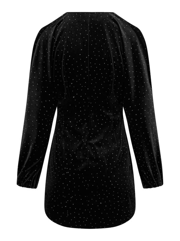 Philo Stud Velour Dress - Black