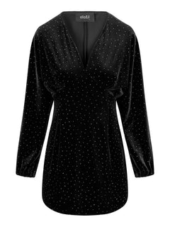Philo Stud Velour Dress - Black