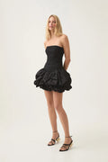 Violette Bubble Hem Mini Dress - Black