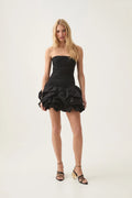 Violette Bubble Hem Mini Dress - Black