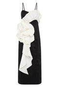 Parallels Spiral Midi Dress - Black/Ivory