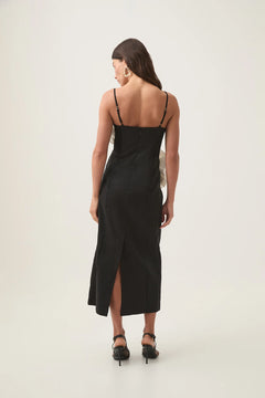 Parallels Spiral Midi Dress - Black/Ivory