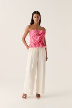 Charmed Rosette Ruffle Bustier - Misty Rose