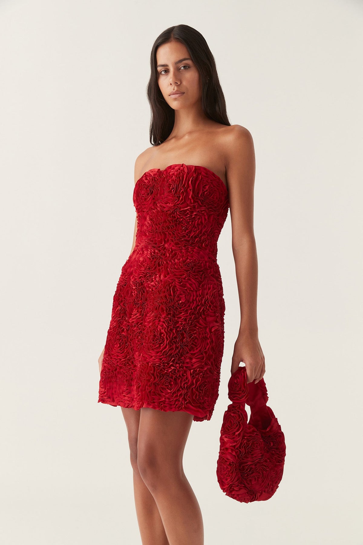 Gazer Rosette Mini Dress - Scarlet Red