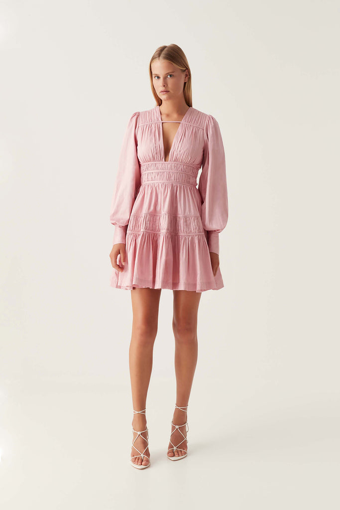 Fallingwater Ruched Mini Dress - Chalk Pink