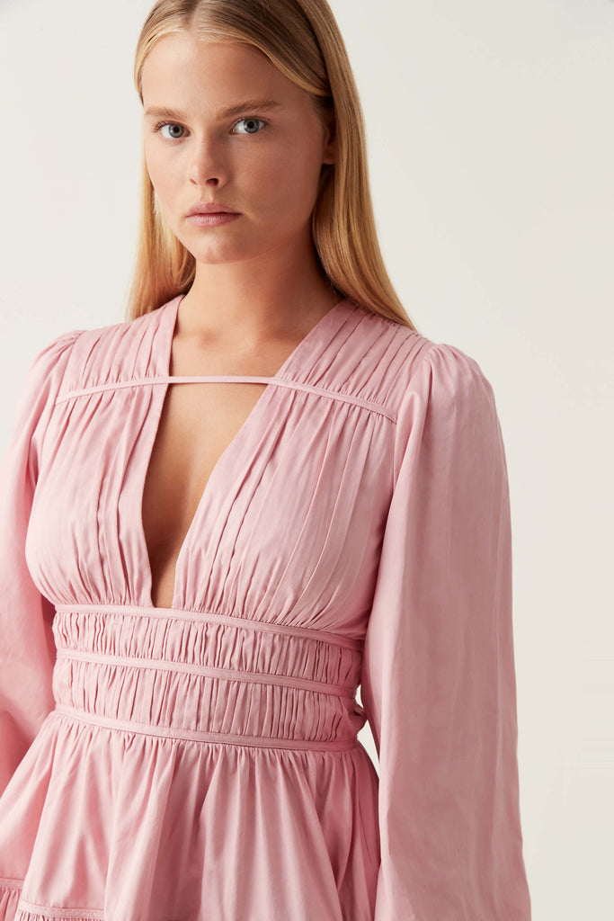 Fallingwater Ruched Mini Dress - Chalk Pink