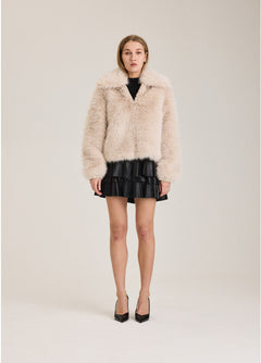 Alaska Faux Fur Jacket - Beige