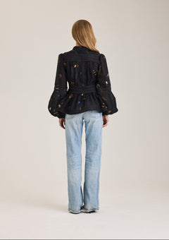 Aliah Garden Blouse - Black Garden Art